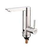 Eléctrico Grifos de Cocina-TopSer KA-06 Potencia Ajustable Grifo de Agua Caliente Instantanea,120°Girar Caliente y Fría Calefacción Grifo con Pantalla de temperatura para Cocina,Baño,Lavadero