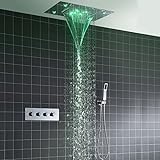 Columna de ducha ESIP, set de ducha termostático LED multifuncional, 360x500 mm, con modo lluvia, teleducha, ducha hidromasaje cascada, accesorios de ducha de acero inoxidable 304